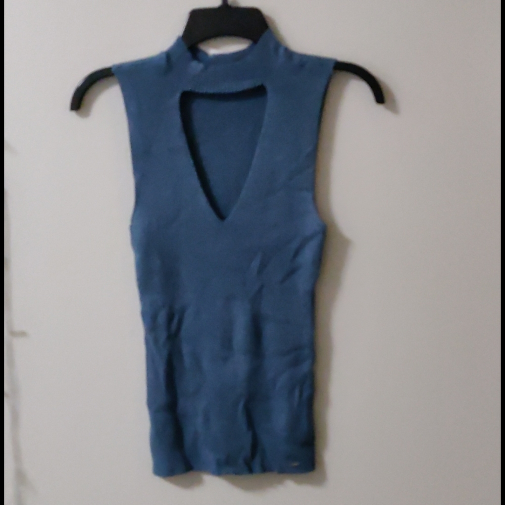 Blue knit tank
